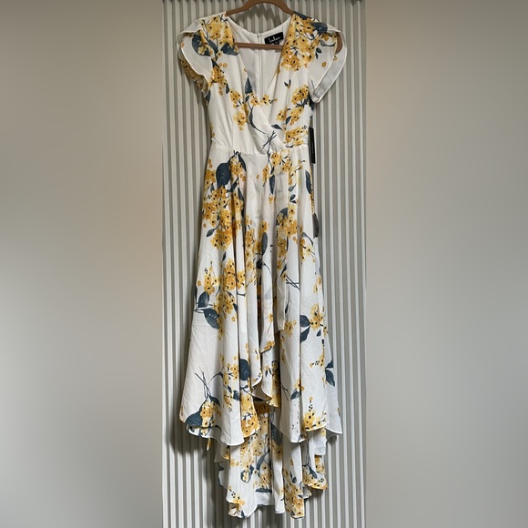 Lulus French Countryside White and Yellow Floral Print High-Low Dress - Picture 7 of 7